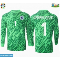 Nederland Bart Verbruggen #1 Keeper Hjemmedrakt EM 2024 Langermet